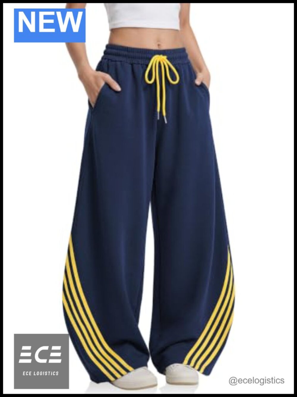 TARSE Women's Baggy Barrel Striped Sweatpants Y2K Style Wide Leg Drawstring